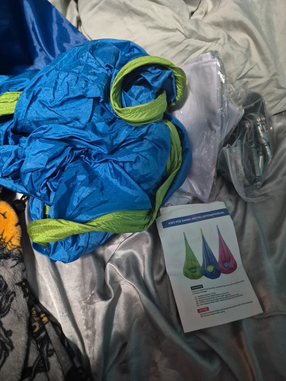 Kids One-Piece Sensory Swing Pod in Blue and Green